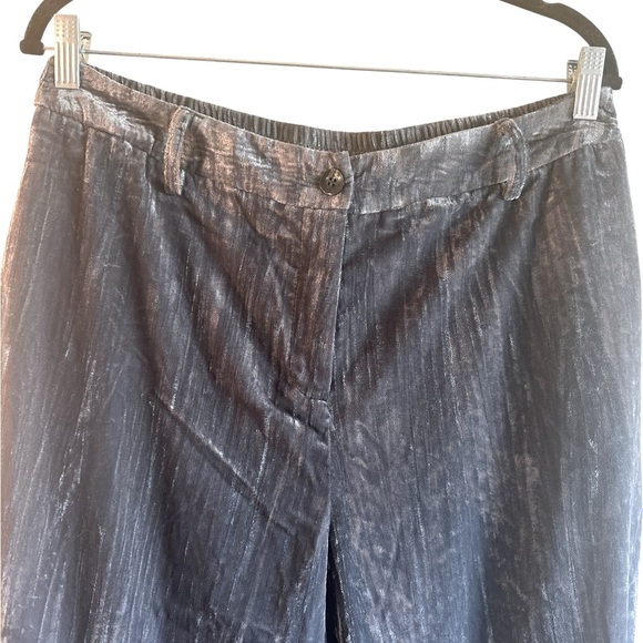 Bibi Pleated Velvet Pants Size XL Seal Grey Side Pockets Belted Waistband - Picture 4 of 14
